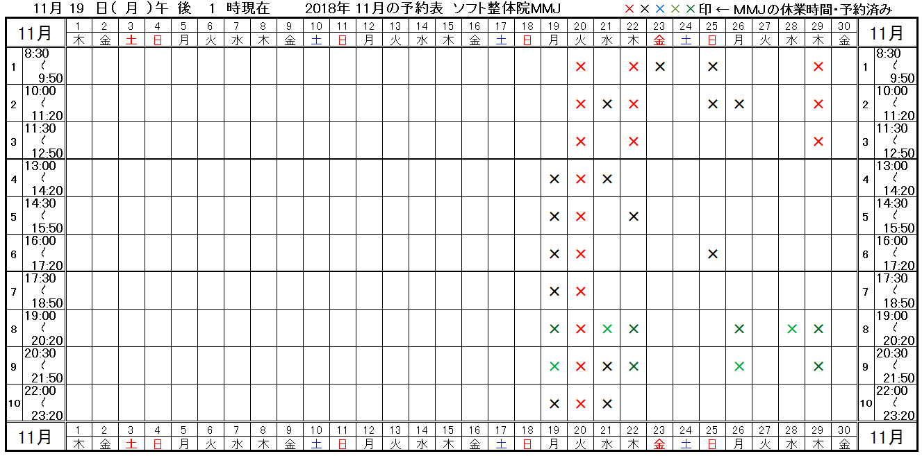 つくば市ソフト整体院MMJ平成30年11月
